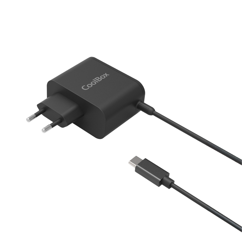 CARGADOR PARED/VIAJE 3.0 GaN USB-C/PD 65W NEGRO COOLBOX