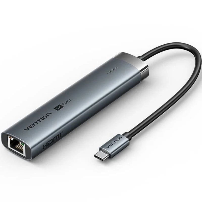 DOCKING STATION 6 PUERTOS USB-C 1xUSB-C/2xUSB/1xHDMI/RJ45/USB-C PD NEGRO VENTION