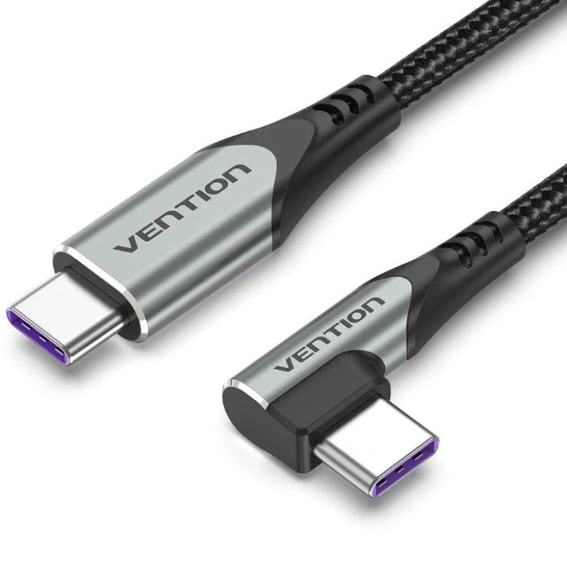 CABLE USB-C/M ANGULO RECTO A USB-C/M 1 M 100W GRIS VENTION