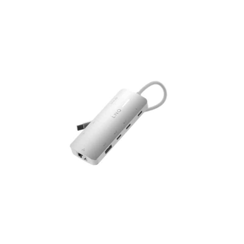HUB 8 PUERTOS 8K PRO USB-C 140W GRIS LINQ