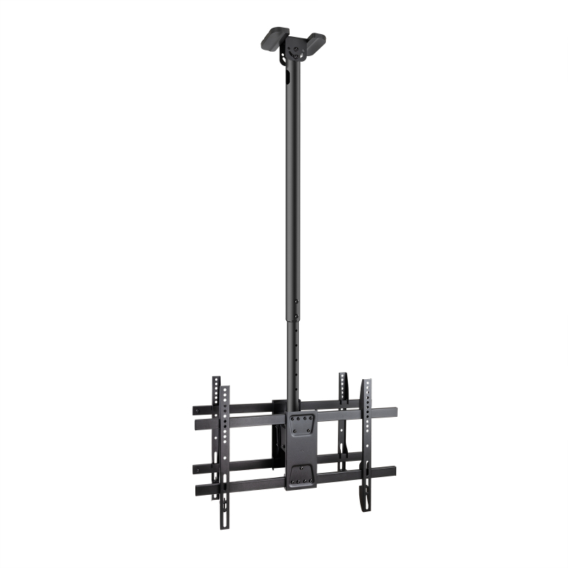 SOPORTE TECHO 2 PANTALLAS 43"-86" GIRO/INCLINABLE XL NEGRO TOOQ