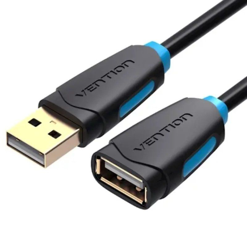CABLE ALARGADOR USB 2.0 M/H CONECTOR DORADO 1 M NEGRO VENTION