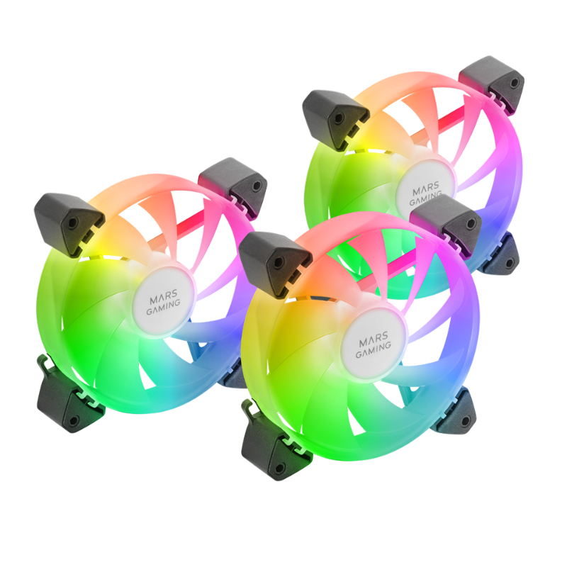 KIT 3 VENTILADORES AUXILIAR A-RGB 120MM MF-3A NEGRO MARS GAMING