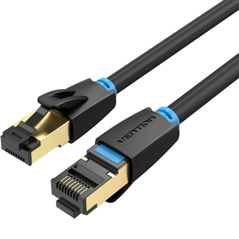 CABLE DE RED LATIGUILLO RJ45 CAT.8 SFTP AWG28 0.5 M NEGRO VENTION