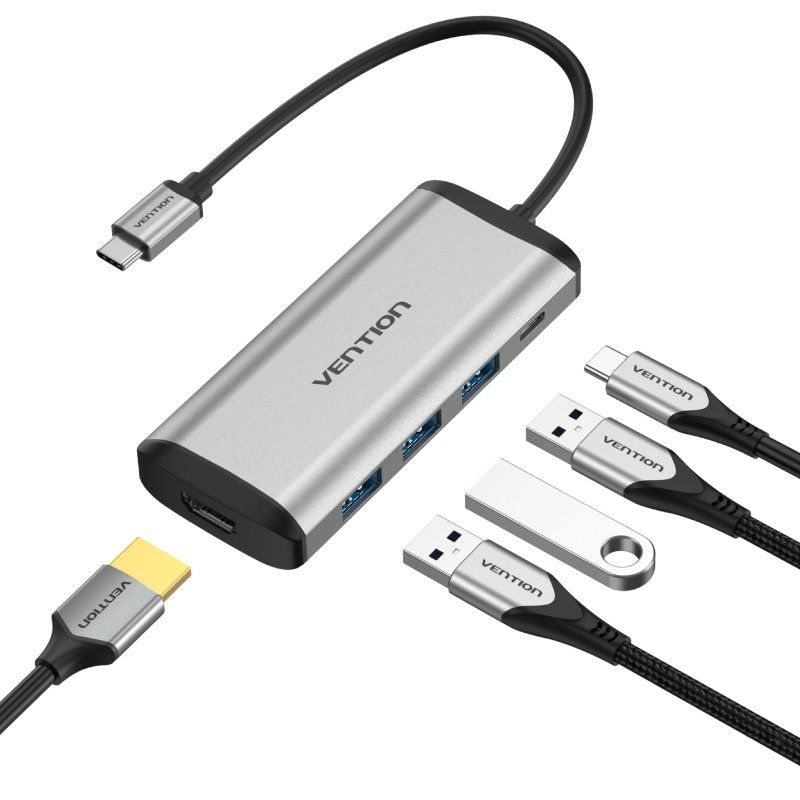 DOCKING STATION 5 PUERTOS USB-C 1xHDMI/3xUSB-A/1xUSB-C PD GRIS VENTION