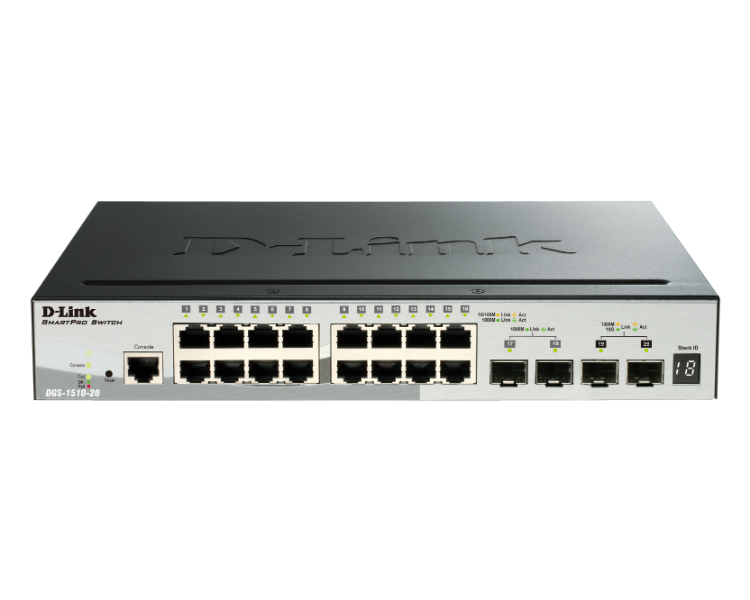 D-LINK SWITCH 20 PUERTOS 10/100/1Gbit w/2 10G SFP + 2 SFP
