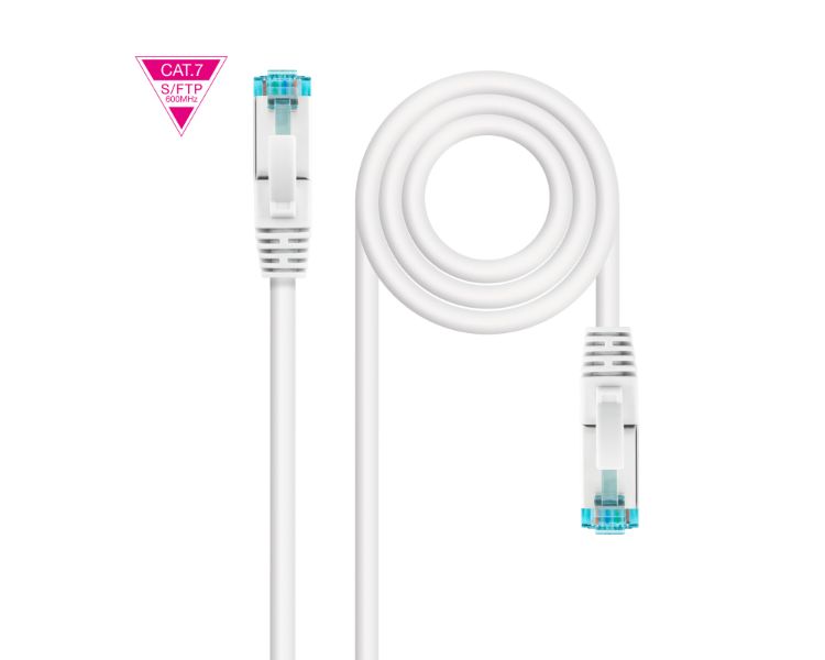 CABLE DE RED LATIGUILLO 600MHZ LSZH SFTP PIMF CAT7 AWG26 1 M BLANCO NANOCABLE