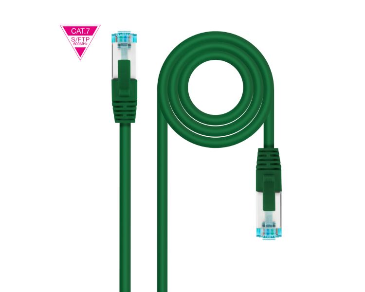 CABLE DE RED LATIGUILLO 600MHZ LSZH SFTP PIMF CAT7 AWG26 0.50 M VERDE NANOCABLE