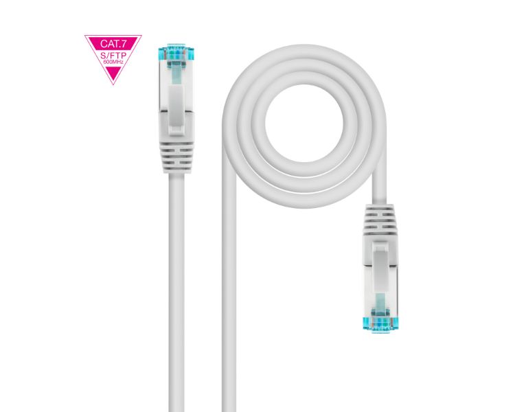 CABLE DE RED LATIGUILLO 600MHZ LSZH SFTP PIMF CAT7 AWG26 0.25 M GRIS NANOCABLE
