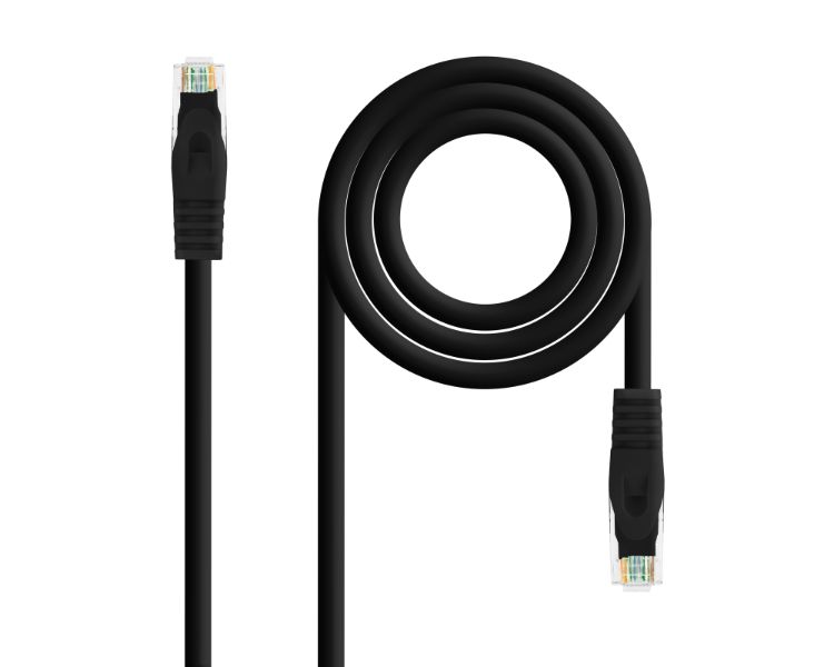 CABLE DE RED LATIGUILLO RJ45 UTP CAT6A AWG24 LSZH 0.25 M NEGRO NANOCABLE