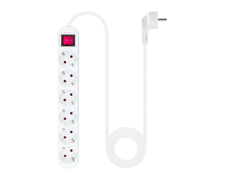 REGLETA PROTECTORA 6 TOMAS CON INTERRUPTOR BLANCO NANOCABLE