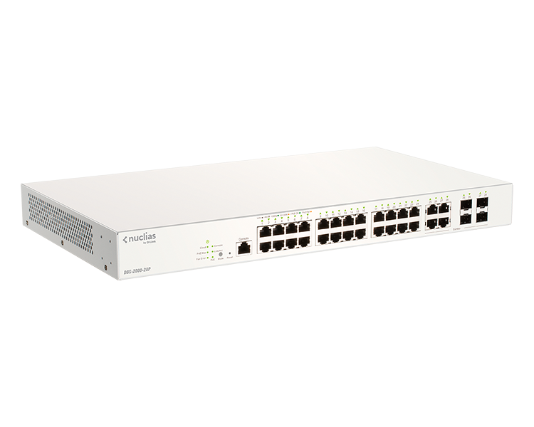 D-LINK SWITCH SMART NUCLIAS CLOUD 28 PUERTOS 10/100/1Gbit w/4 Gbit. SFP