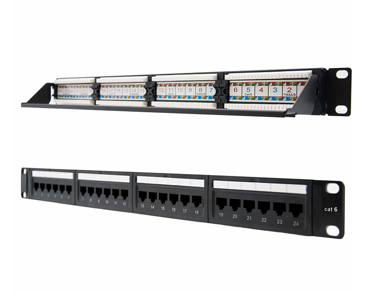PATCH PANEL 24 PORT RJ45 CAT.6 UTP 19" 1U DUAL IDC NANOCABLE