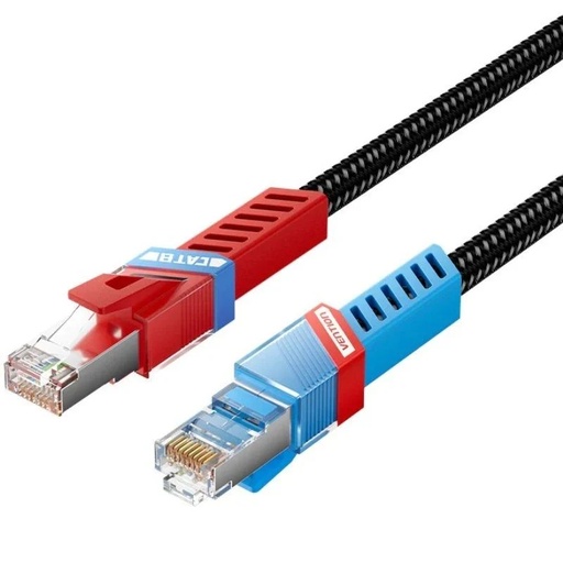 [44348] CABLE DE RED LATIGUILLO RJ45 GAMING CAT.8 SFTP AWG26 0.5 M NEGRO VENTION