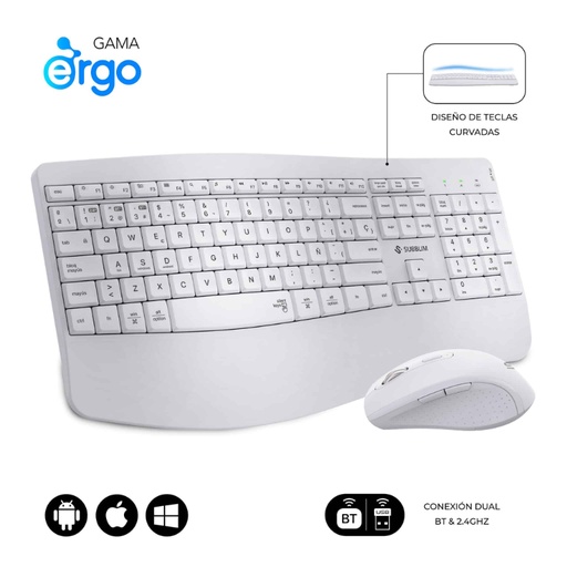 [44295] TECLADO + RATON OFFICE PROWAVE WIRELESS BLANCO SUBBLIM