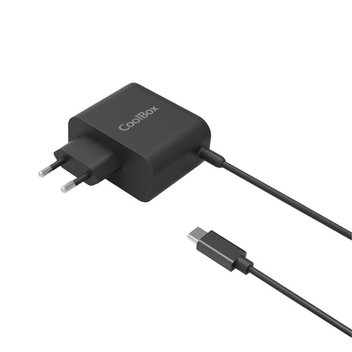 [44266] CARGADOR PARED/VIAJE 3.0 GaN USB-C/PD 65W NEGRO COOLBOX