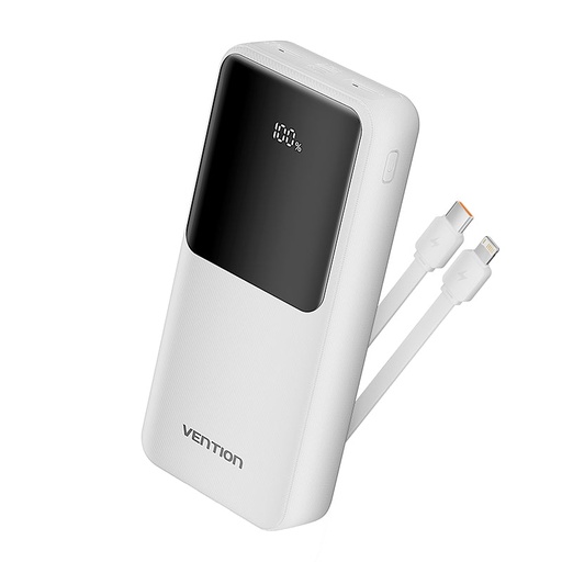 [44013] POWER BANK 20000mAh 22.5W + CABLE USB-C/LIGHTNING BLANCO VENTION