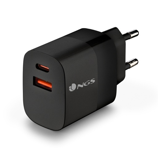 [43050] CARGADOR PARED GaN2 USB-C + USB-A 33W NEGRO NGS