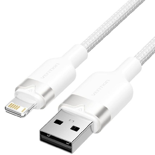 [42955] CABLE 2.0 USB A LIGHTNING TRENZADO 1 M BLANCO VENTION