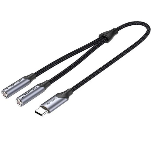 [42807] CONVERSOR USB-C/M A 2xJACK 3.5/M 0.30 M GRIS VENTION