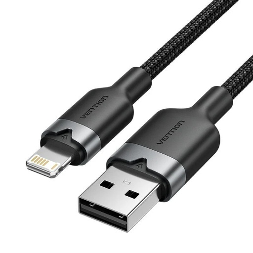 [42801] CABLE 2.0 USB A LIGHTNING TRENZADO 2 M NEGRO VENTION