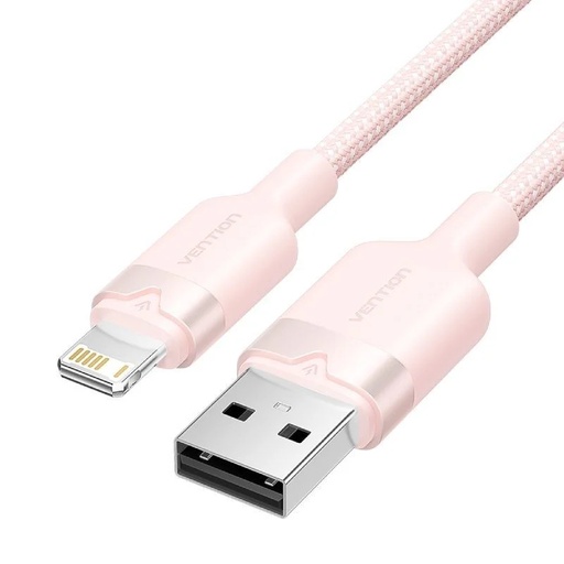 [42789] CABLE 2.0 USB A LIGHTNING TRENZADO 1 M ROSA VENTION