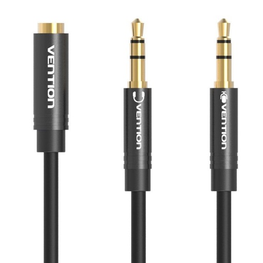 [42787] CABLE AUDIO ESTEREO 2xJACK 3.5/M JACK 3.5/H 0.30 M NEGRO VENTION