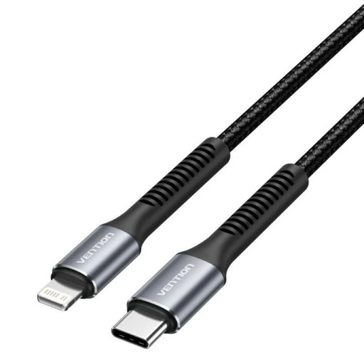 [42783] CABLE USB-C A LIGHTNING TRENZADO 1 M NEGRO VENTION