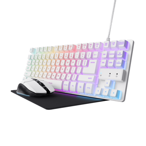 [42702] KIT GAMING GXT 794W TECLADO WIRED + RATON WIRELESS + ALFOMBRILLA BLANCO TRUST