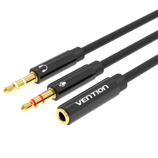 [41775] CABLE AUDIO ESTEREO JACK 2xJACK 3.5/M JACK3.5/H 0.30 M NEGRO VENTION