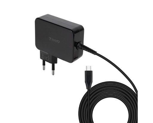 [38159] CARGADOR AUTOMATICO PORTATIL GAN USB-C PD 3.0 90W NEGRO TOOQ