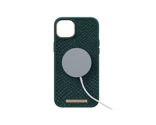 [36547] FUNDA MAGSAFE IPHONE 14 PLUS PIEL DE SALMON VERDE OSCURO NJORD