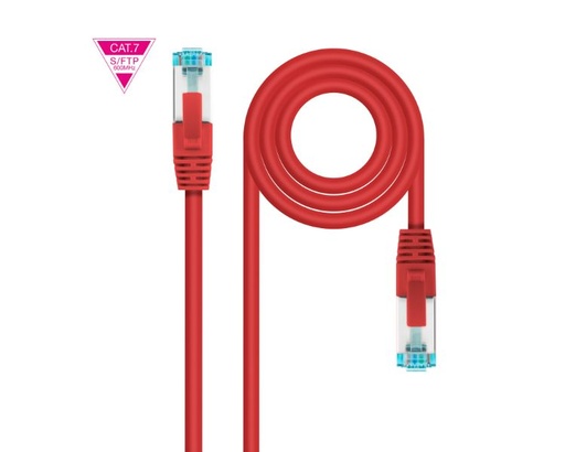 [35395] CABLE DE RED LATIGUILLO 600MHZ LSZH SFTP PIMF CAT7 AWG26 1 M ROJO NANOCABLE