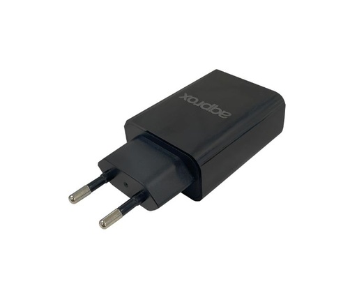 [34366] CARGADOR USB DE VIAJE/PARED DUAL 2.4A NEGRO APPROX