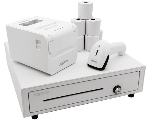 [32564] PACK CAJON CASH01410WH + APPPOS80AMUSEWH + APPLS04WH + PAPEL TERMICO APPROX