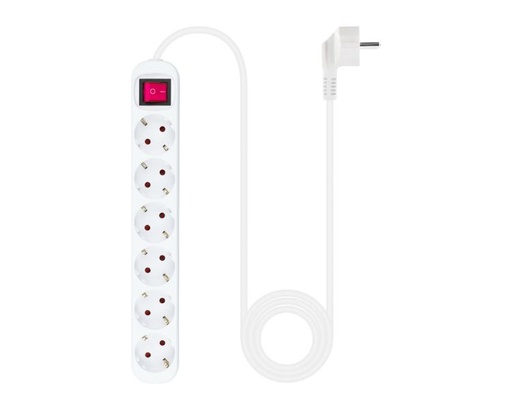 [32539] REGLETA PROTECTORA 6 TOMAS CON INTERRUPTOR BLANCO NANOCABLE