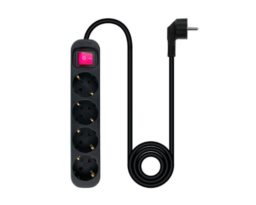 [32538] REGLETA PROTECTORA 4 TOMAS CON INTERRUPTOR NEGRO NANOCABLE