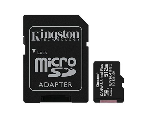 [28333] MICRO SD 512 GB CANVAS SELECT PLUS  1 ADAP. CLASS 10 KINGSTON