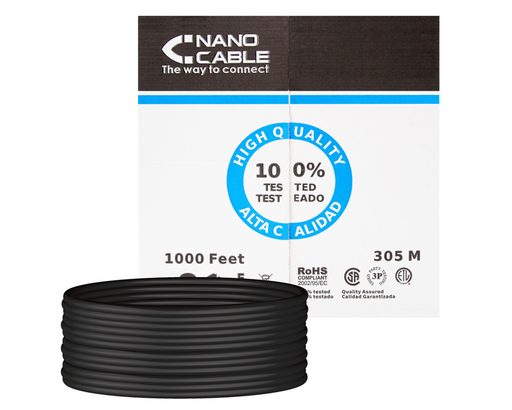 [28044] BOBINA CABLE DE RED RJ45 CAT5E UTP RIGIDO AWG24 IMPERMEABLE EXT 305M NANOCABLE