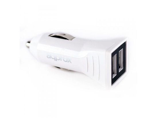 [16423] CARGADOR USB DUAL PARA COCHE 3.1A BLANCO APPROX