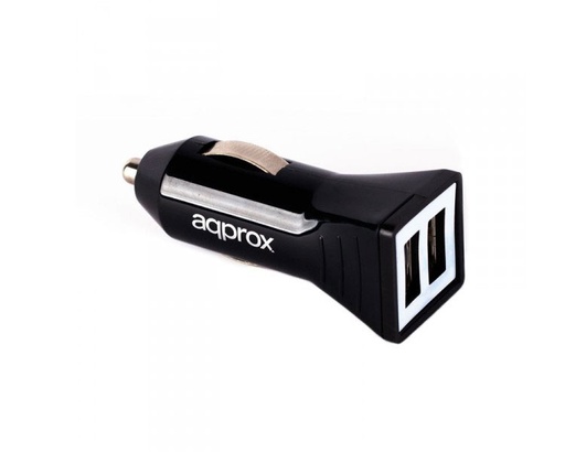 [16421] CARGADOR USB DUAL PARA COCHE 3.1A NEGRO APPROX