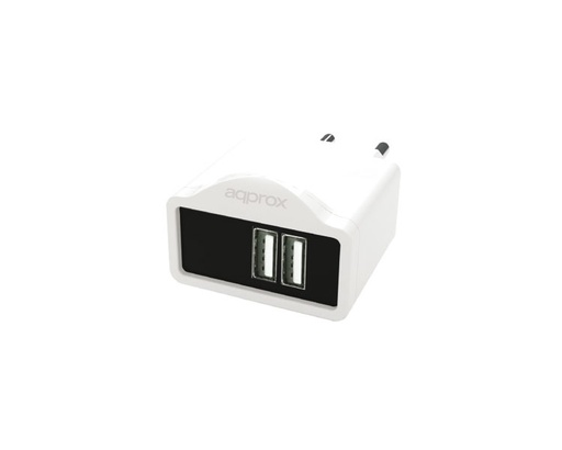 [15483] CARGADOR USB DE VIAJE/PARED DUAL 2A BLANCO APPROX
