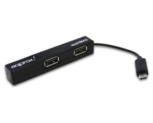 [13408] ANDROID MICRO HUB 4 PUERTOS USB NEGRO APPROX